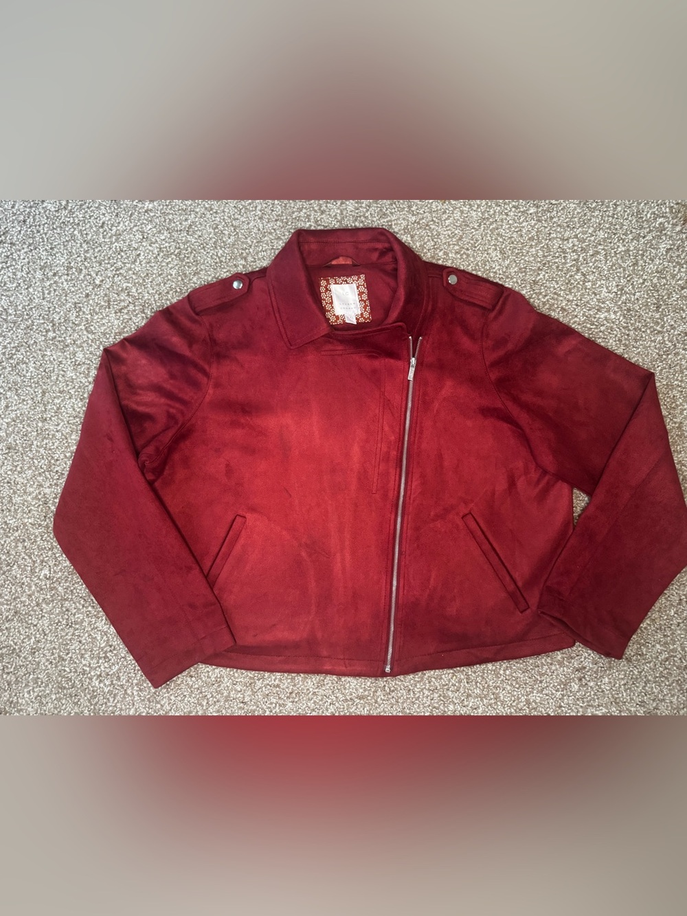 LC Lauren Conrad Burgundy Biker Moto Jacket Women’s XXL Full Zip Long Sleeve